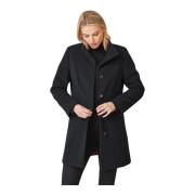 Comfortabele wollen jas met knoopsluiting Junge , Black , Dames