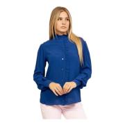 Blauwe Gerimpelde Mandarin Kraag Shirt Silvian Heach , Blue , Dames