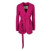 Paarse Blazer zonder Kraag en Riem Jucca , Pink , Dames