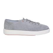 Grijze leren sneakers upgrade Santoni , Gray , Heren