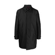 Zwarte gewatteerde jas met waterafstotende poplin Fay , Black , Heren
