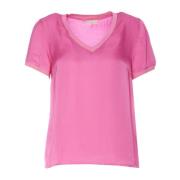 Fuchsia V-Hals T-Shirt Liu Jo , Pink , Dames