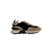 Leren Sneakers Zwart Beige Contrast Iceberg , Brown , Heren