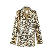 Luipaardprint Faux Fur Blazer Jas Forte Forte , Beige , Dames