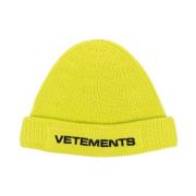 Gele Wol Ribgebreide Hoed Vetements , Yellow , Heren