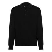 Gebreid Merinowollen Polo Shirt Boggi Milano , Black , Heren