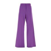Paarse stretch wollen palazzo broek Msgm , Purple , Dames