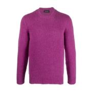 Round-neck Knitwear Roberto Collina , Purple , Heren