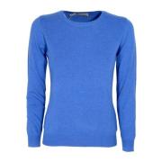 Slim Fit Kasjmier en Wol Trui - Gemaakt in Italië - Blauw Cashmere Com...