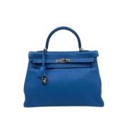 Pre-owned Leather handbags Hermès Vintage , Blue , Dames