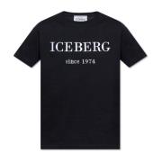 T-shirt met logo Iceberg , Black , Heren
