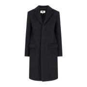 Zwarte wollen blend jas met omgekeerde revers MM6 Maison Margiela , Bl...