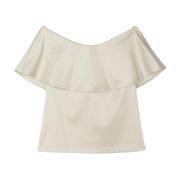 Flatterende Off-Shoulder Top Stylein , White , Dames