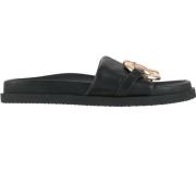 Stijlvolle leren slides voor vrouwen Högl , Black , Dames