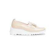 Moccasin van gestructureerd leer met linkversiering Wonders , Beige , ...