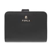 Leren portemonnee met logo Furla , Black , Dames