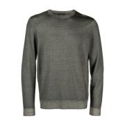 Groene Wol Crew-neck Sweater Fay , Green , Heren