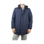 Marineblauwe Parka met Capuchon Herno , Blue , Heren