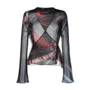 Abstract Patroon Wikkelblouse Louisa Ballou , Black , Dames