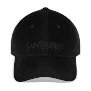 Zwarte Verstelbare Hoed met Saint Laurent Borduursel Saint Laurent , B...