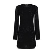 Gebreide Jurk met Geperforeerd Detail Chloé , Black , Dames