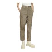 Moderne Barrel Cut Velours Leren Broek Annette Görtz , Brown , Dames