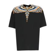 Zwart T-shirt met Optische Vleugels voor Mannen Marcelo Burlon , Black...