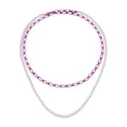 Handgemaakte dubbele ketting met parels Eéra , Multicolor , Dames