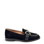 Zwarte Suède Loafer met Vooraccessoire Roberto Festa , Black , Dames