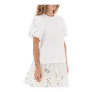 Geborduurde Pofmouw A-Lijn T-Shirt Simone Rocha , White , Dames