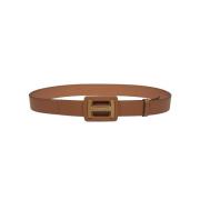 Gehamerd Leren Riem in Tan Kleur Hogan , Brown , Dames