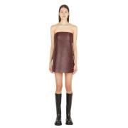 Leren Jurk met Studs Durazzi Milano , Brown , Dames