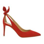 Rode leren pumps met strik Aquazzura , Red , Dames