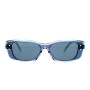 Moderne Transparante Zonnebril met Blauw Acetaat Montuur en Blauwe Ver...