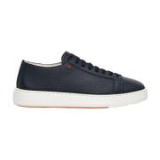 Leren Sneakers met Ronde Neus en Rubberen Zool Santoni , Blue , Heren