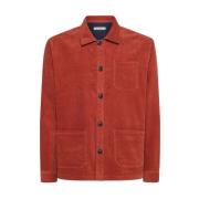 Corduroy Overshirt met Logo Borduursel Sun68 , Red , Heren