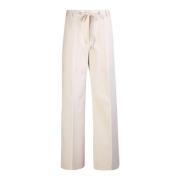 Witte Katoenen Broek Moncler , White , Dames