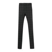 Geruite Slim Fit Wollen Broek PT Torino , Gray , Heren