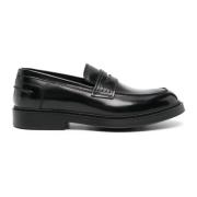 Zwarte Leren Loafers, Slip-On Stijl Doucal's , Black , Heren