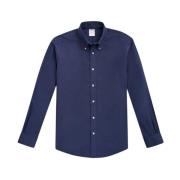 Blauw Regular Fit Non-Iron Stretch Katoenen Overhemd met Button Down K...