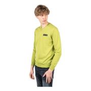 Merino Wol V-Hals Gebreide Trui Plein Sport , Green , Heren