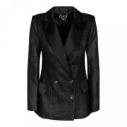 Zwarte Tweed Blazer met Kristallen Knopen Elisabetta Franchi , Black ,...