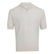 V-hals Ribbel T-shirt Filippo De Laurentiis , White , Heren