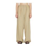 Twill Lounge Broek met Elastische Tailleband Moncler , Beige , Dames