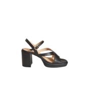 Zwarte Leren Ster Sandalen Anaki , Black , Dames