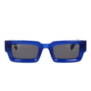 Transparante Blauwe Rechthoekige Zonnebril Off White , Blue , Unisex