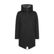 Lange Parka met Verstelbare Capuchon Peuterey , Black , Heren