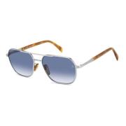 Zilver Havana Zonnebril met Dk Blue Shaded Lenzen Eyewear by David Bec...