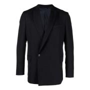 Blauwe Dubbelborstige Wollen Blazer Costumein , Blue , Heren