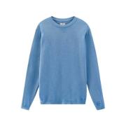 Geborduurde Logo Crewneck Sweater Woolrich , Blue , Heren